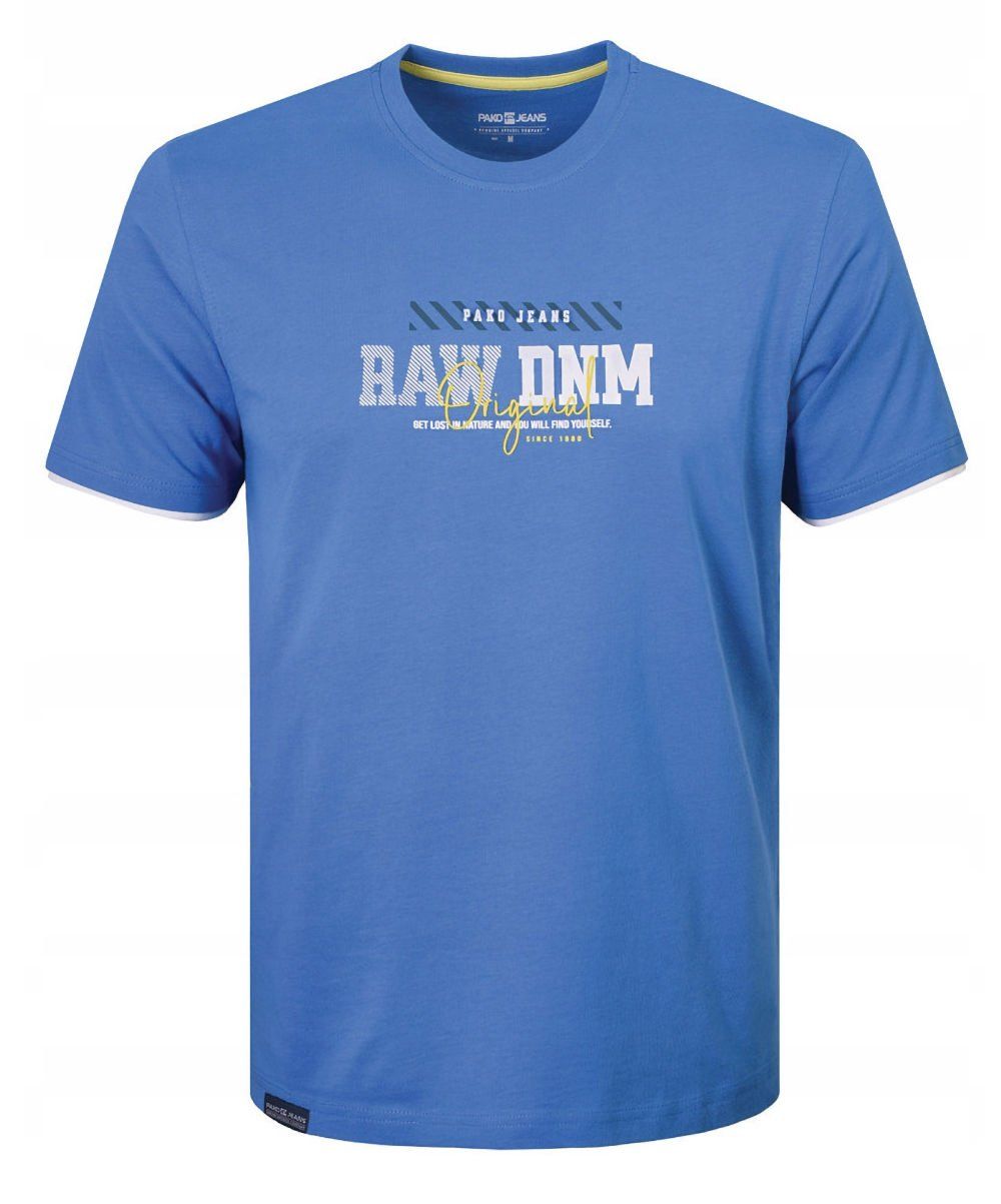 T-Shirt (Koszulka) Męska - Pako Jeans - Niebieska, Print, Nadruk