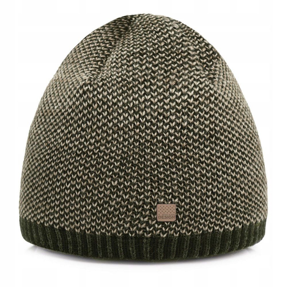 Ciepła, Dwuwarstwowa Czapka Beanie - Pako Jeans - Oliwkowy Melanż