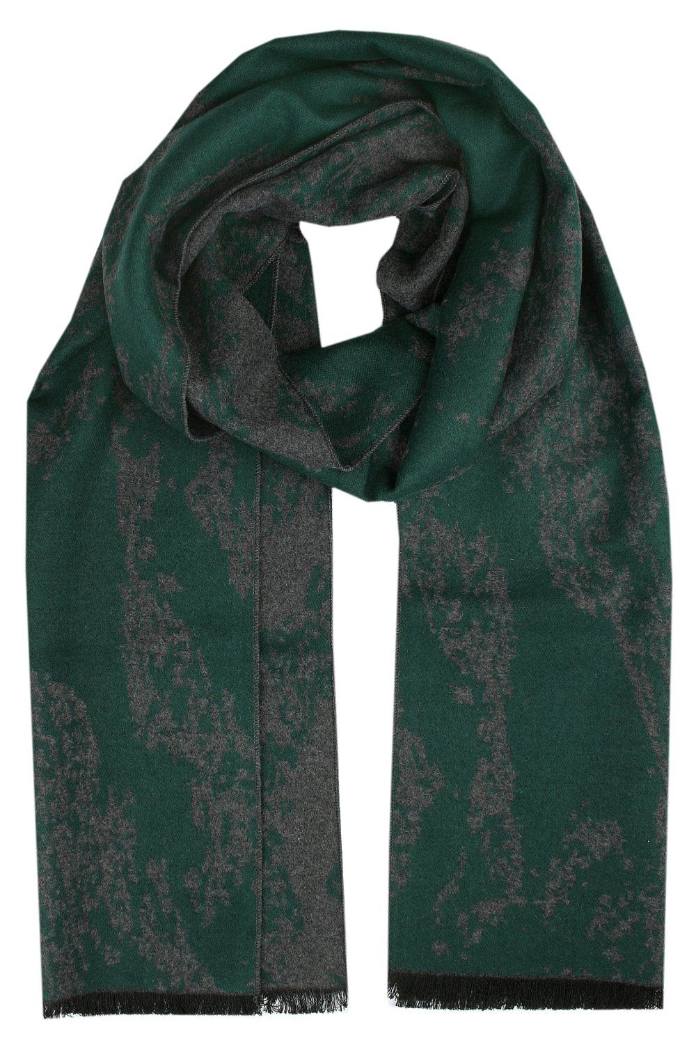 Męski Szalik z Wiskozy - Alties - Zieleń z Popielem