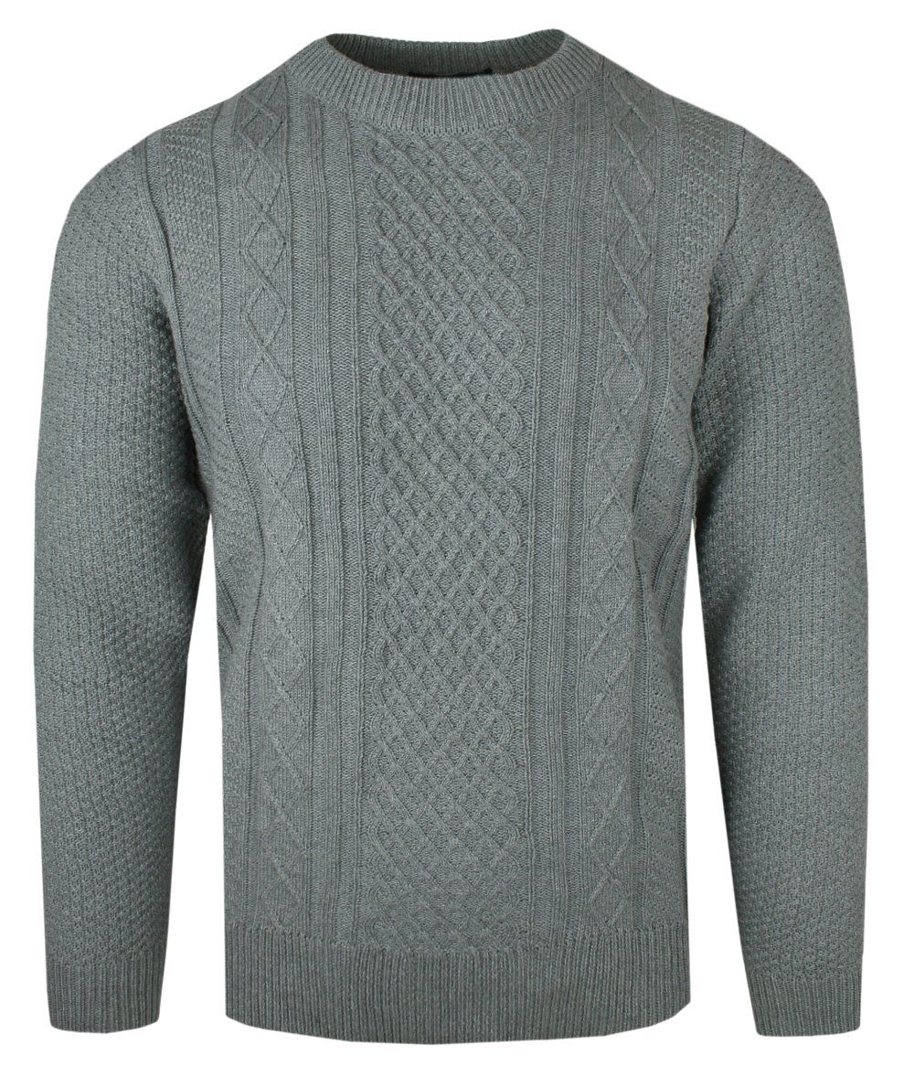 Męski Sweter z Dzianiny Bawełnianej (Knit) - Adriano Guinari - Popielaty