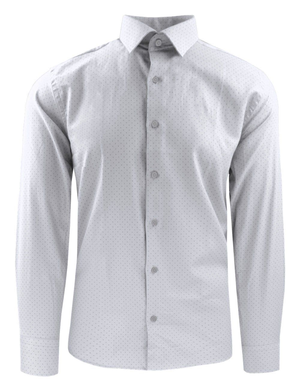 Wizytowa Koszula Męska o Prostym Kroju - Victorio - Biała, Drobny Groszek