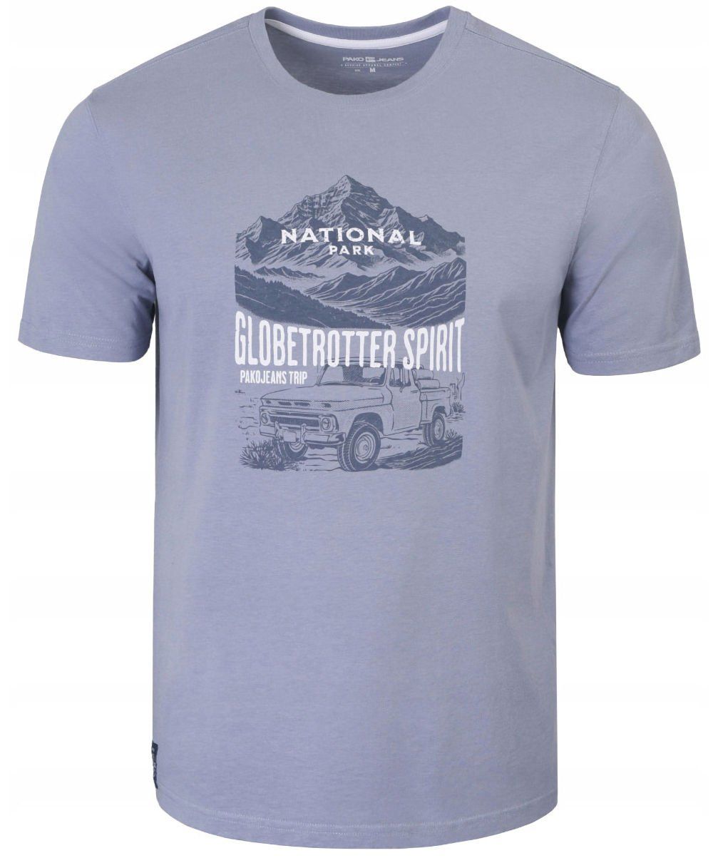 T-Shirt (Koszulka) Męska - Pako Jeans - Niebieska, Retro Nadruk