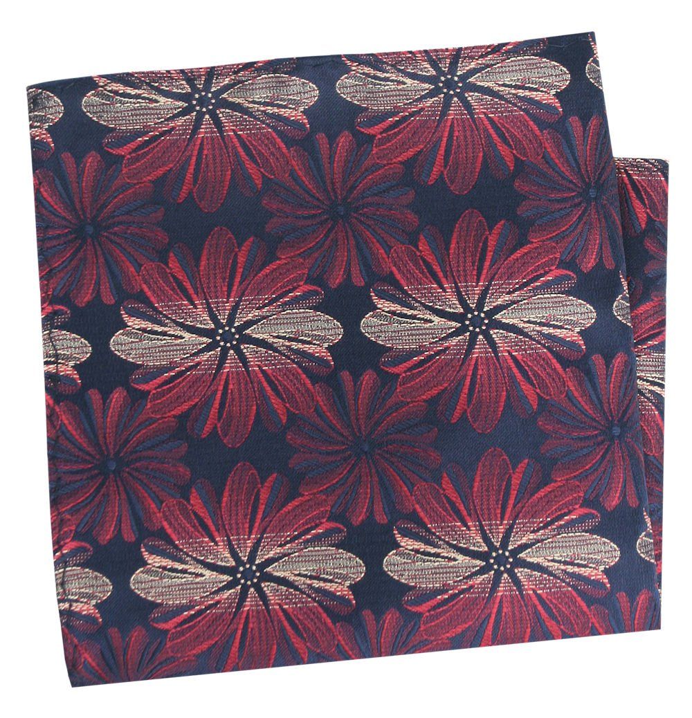 Poszetka Męska, Elegancka - Alties - Duże Kwiaty, Czerwień, Granat, Beż