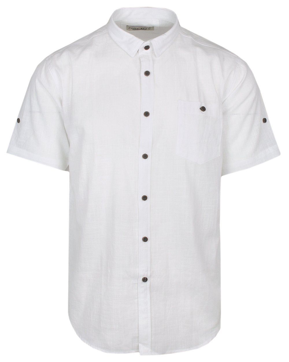 Koszula Bawełniana, Lekka, Przewiewna na Lato, Biała, Casualowa z Krótkim Rękawem -FORMAX