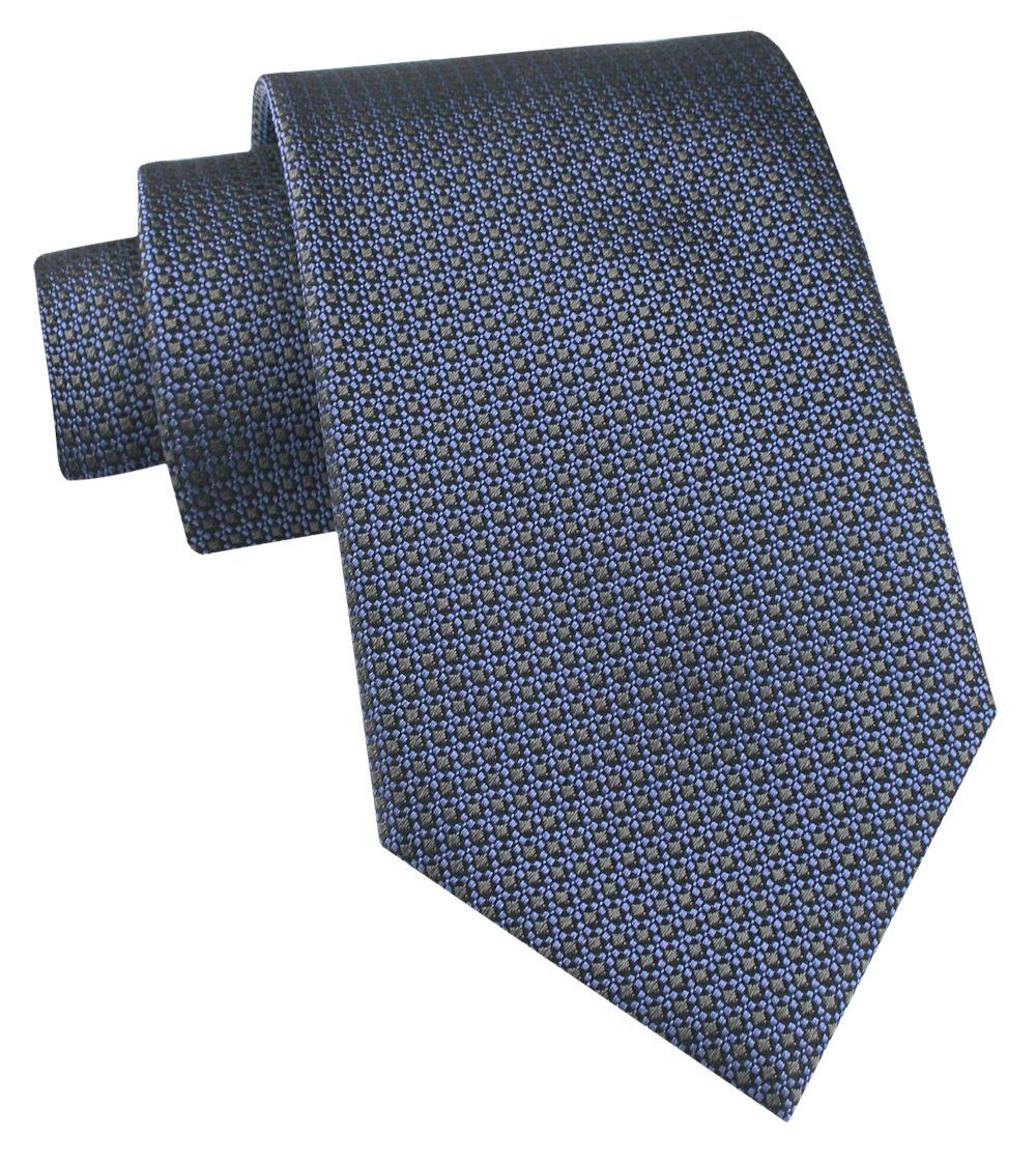 Jedwabny Krawat Męski - His Story - Drobny Wzór, Niebieski ze Zgniłą Zielenią