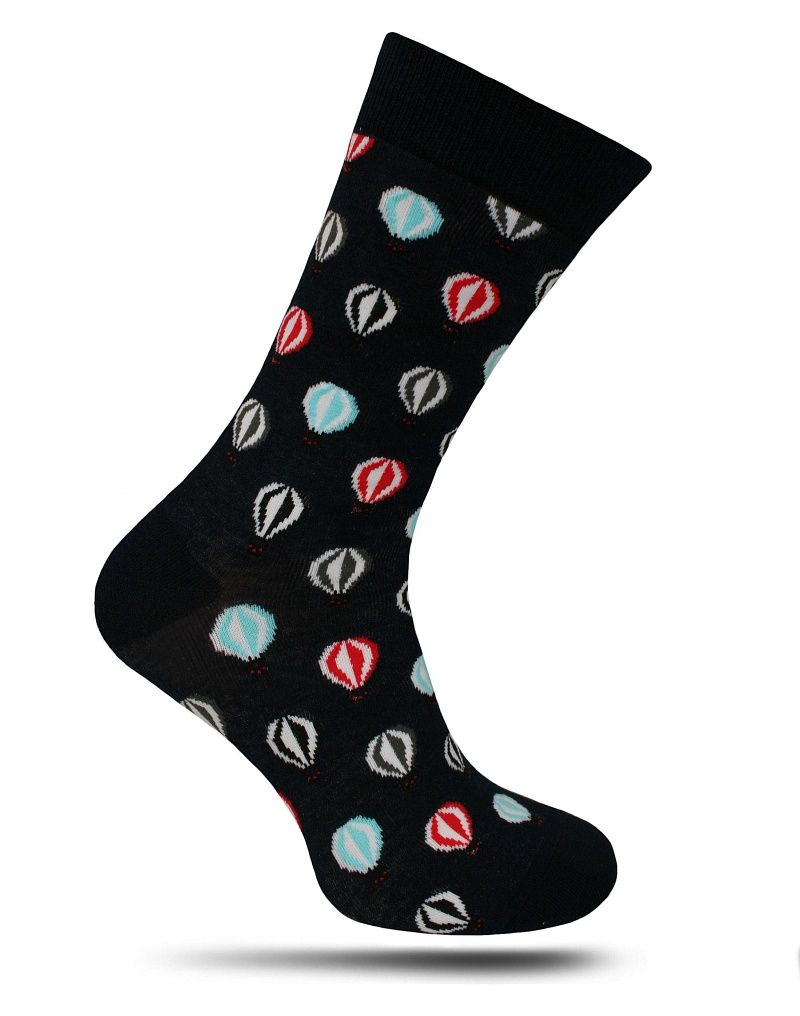 Ciemne Granatowe Modne Skarpetki -ALTIES- Męskie, w Kolorowe Balony Lotnicze