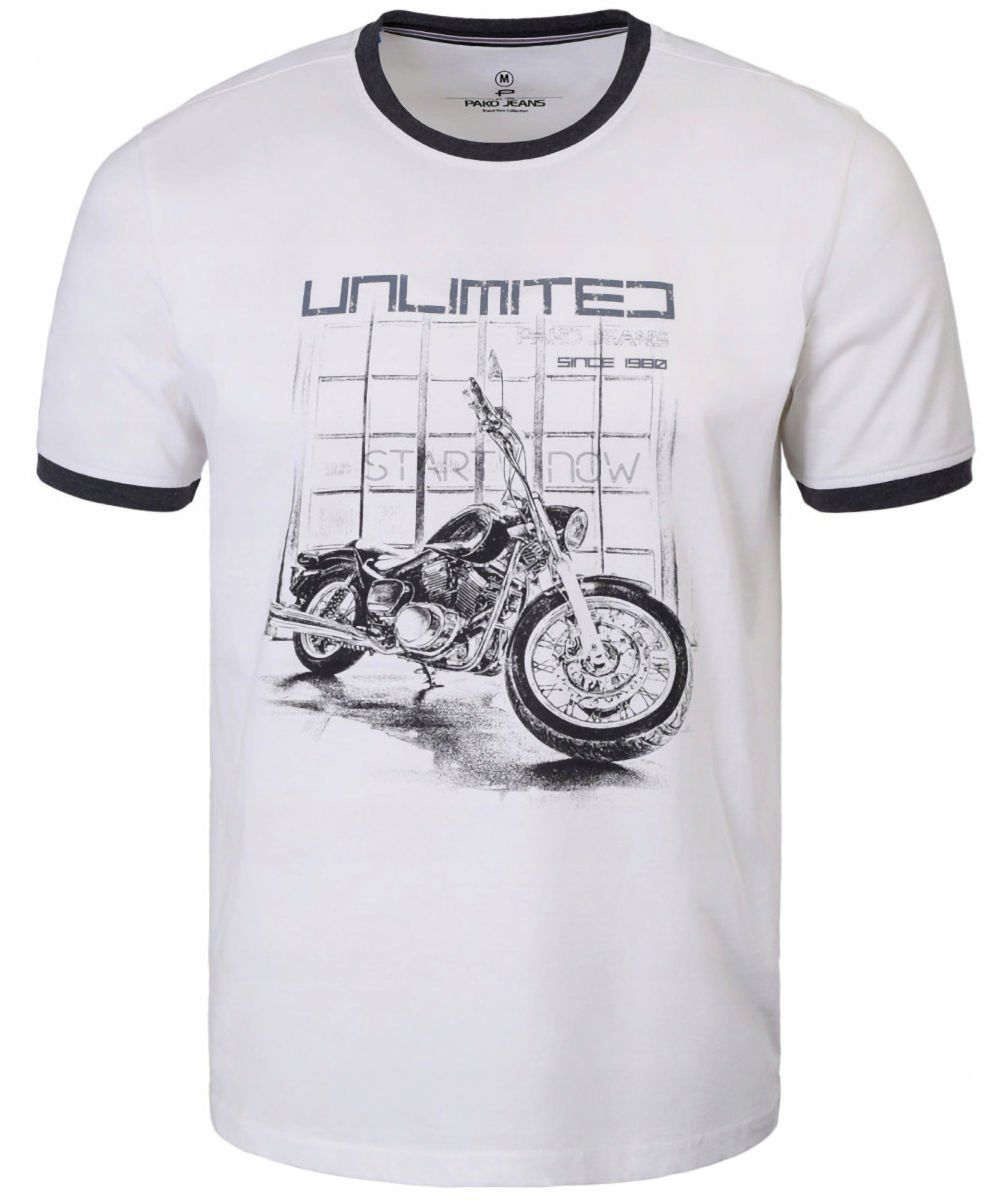 T-Shirt (Koszulka) Męska - Pako Jeans - Biała, Chopper