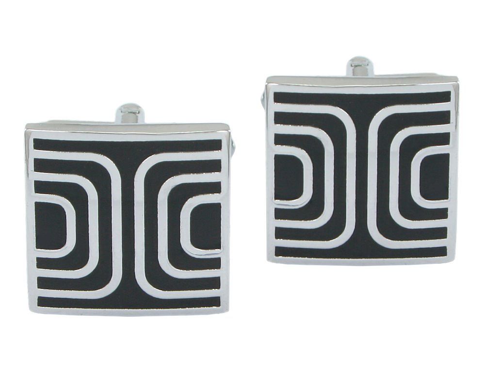 Męskie Spinki do Mankietów - Alties - Srebrno-Czarne