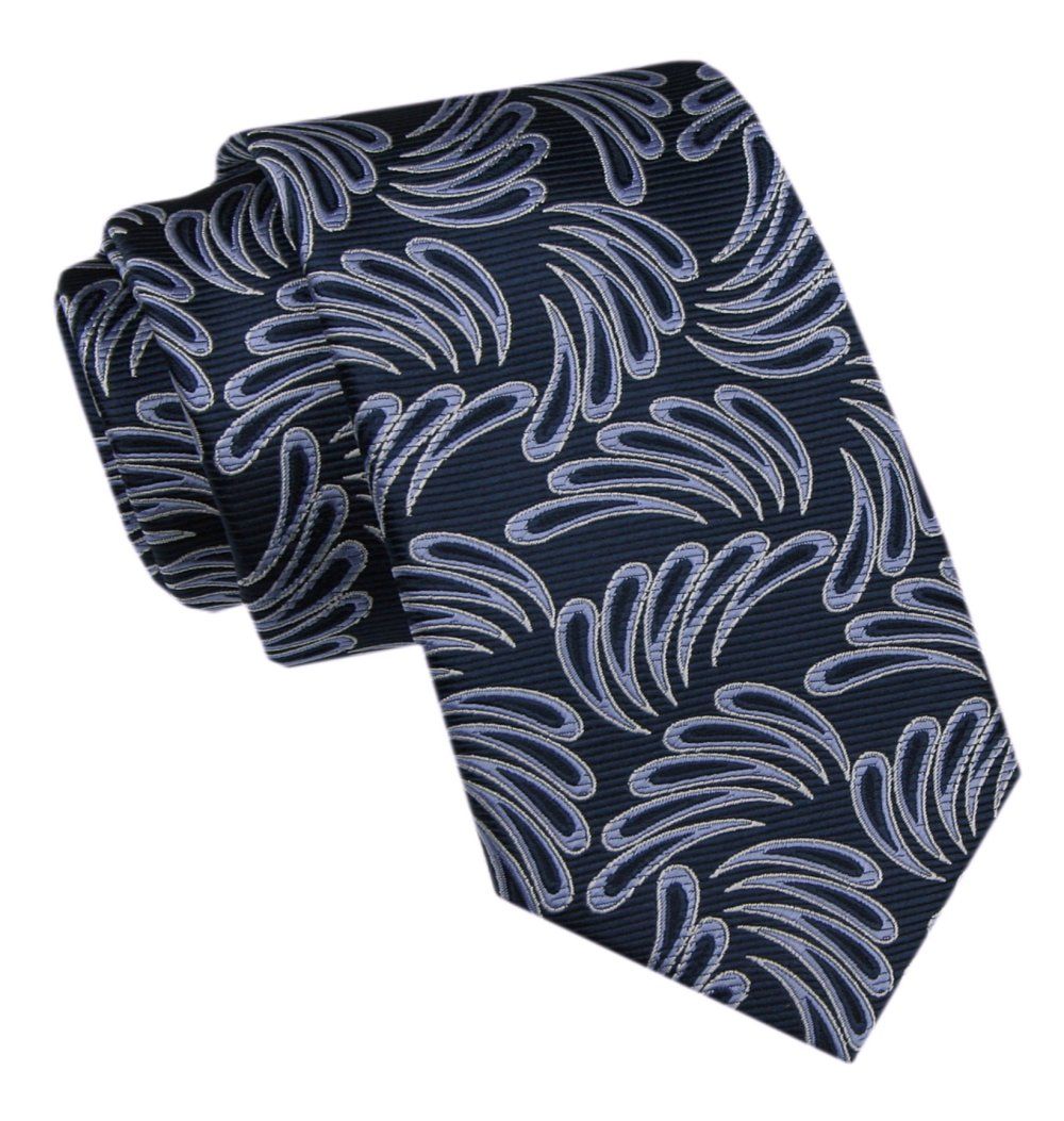 Elegancki Krawat Męski - Alties - Granatowy z Dużym Wzorem