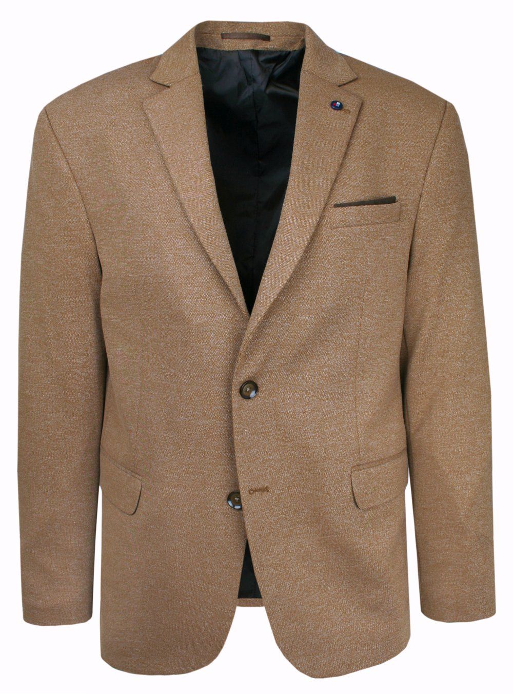 Marynarka, Beżowa, Karmelowa Casualowa, Taliowana, 2 Guziki, Dwa Rozcięcia, Slim -VICTORIO