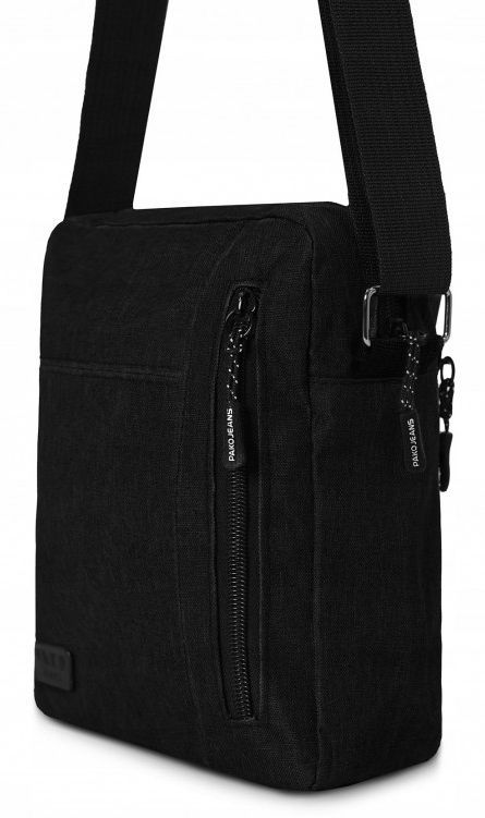 Męska, Materiałowa Torebka, Saszetka, Listonoszka - Pako Jeans - Czarna