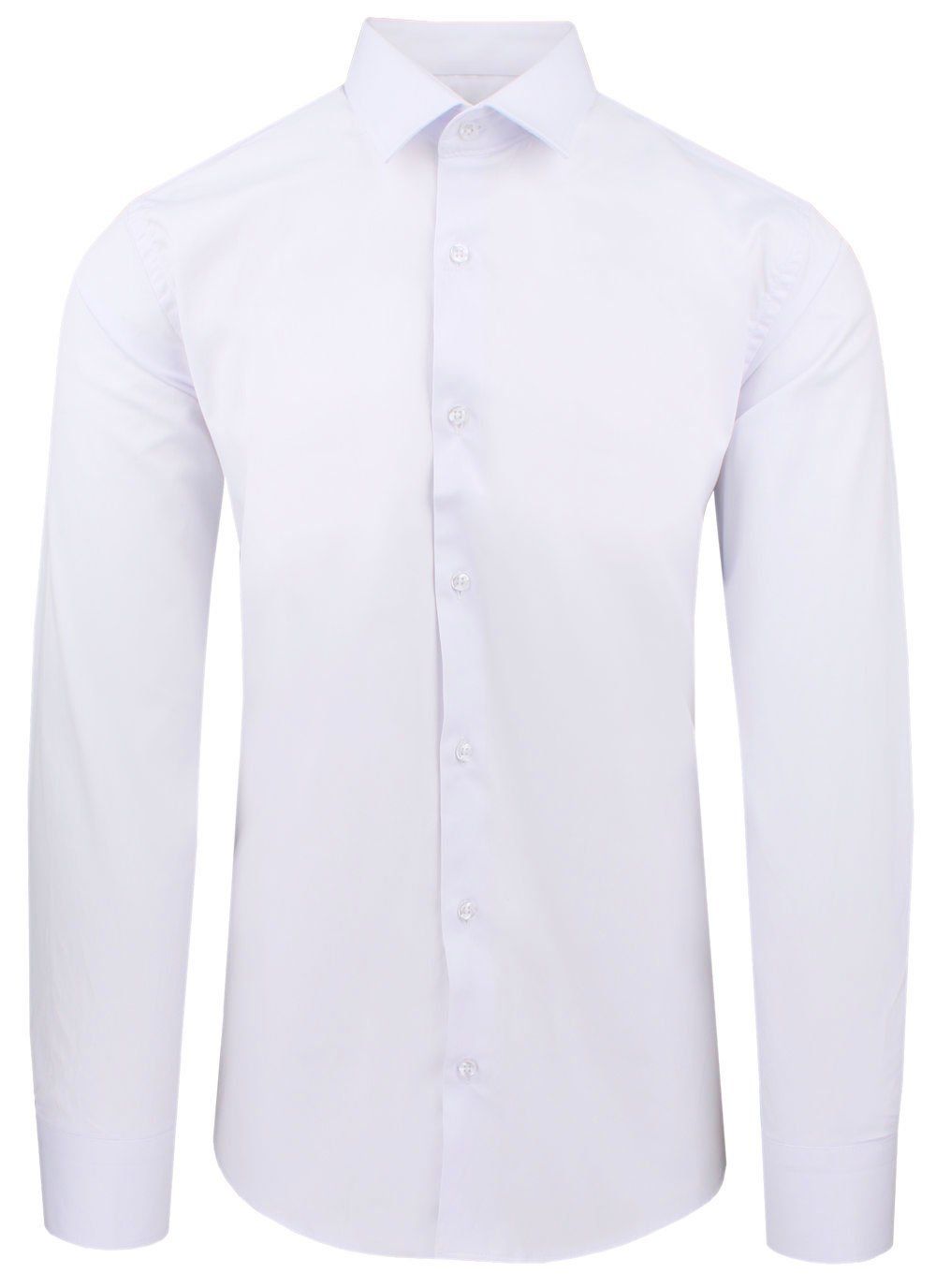 Biała Koszula Bawełniana o Taliowanym Kroju, Jednokolorowa