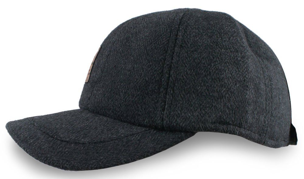 Ocieplana, Bawełniana Czapka z Daszkiem i Uszami - Jarek - Grafitowa