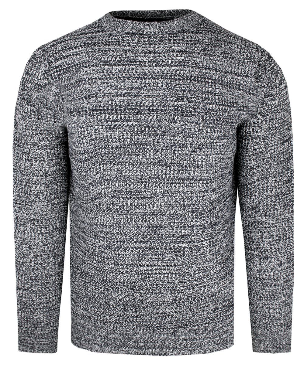 Męski Sweter Dziergany (Knit) - Brave Soul - Melanż Stalowy