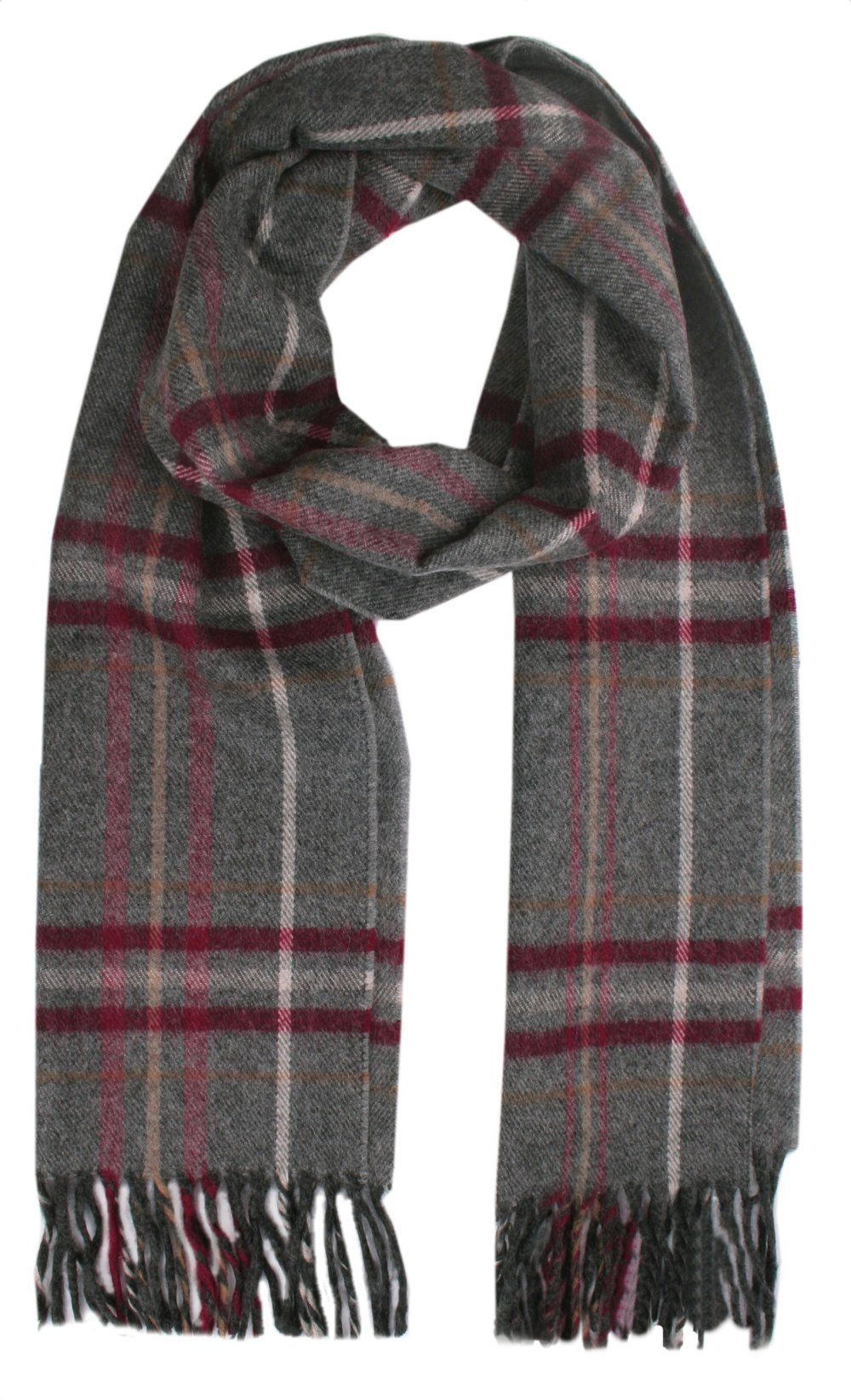 Akrylowy Szalik Męski - His Story - Ciemny Popiel, Wzór Bordo