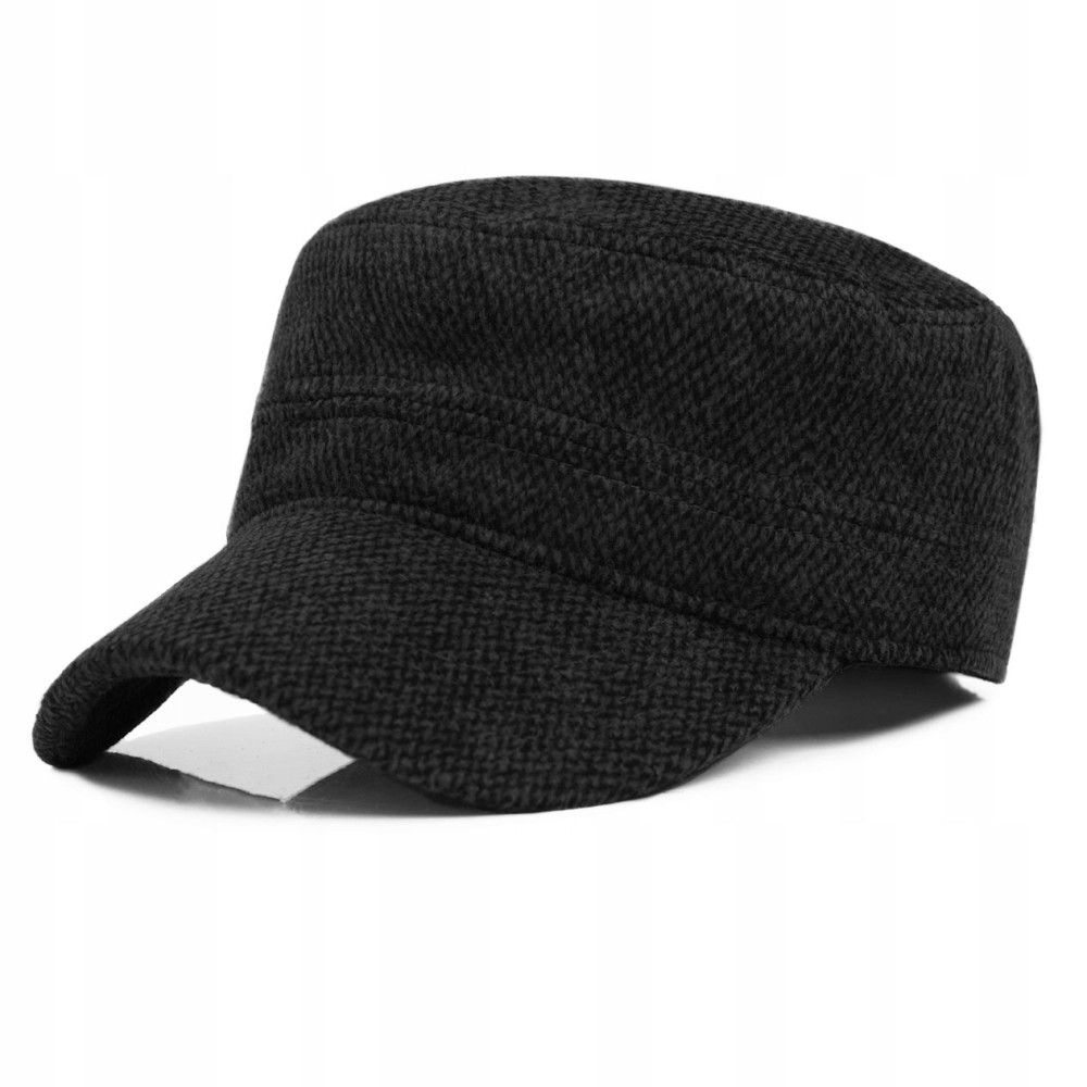 Delikatnie Ocieplana Czapka z Daszkiem (Partolówka) - Pako Jeans - Antracyt, Melanż