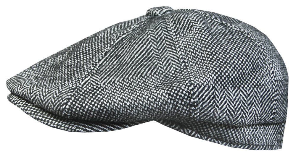 Kaszkiet Jesienno-Zimowy, Wełniany Szary w Jodełkę z Gumką, Krój Peaky Blinders -JAREK