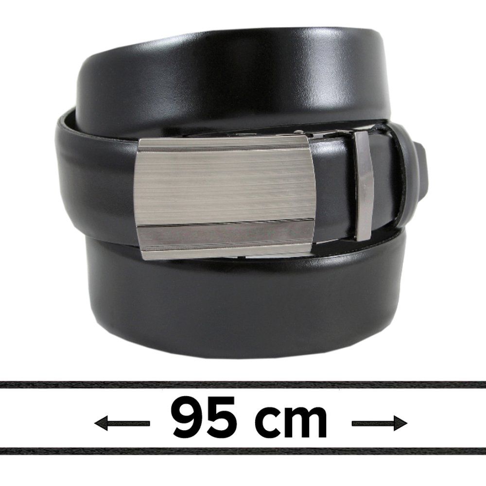 Pasek Czarny do Spodni 95 cm, Automatyczna Klamra, Skórzany, Elegancki -VICTORIO