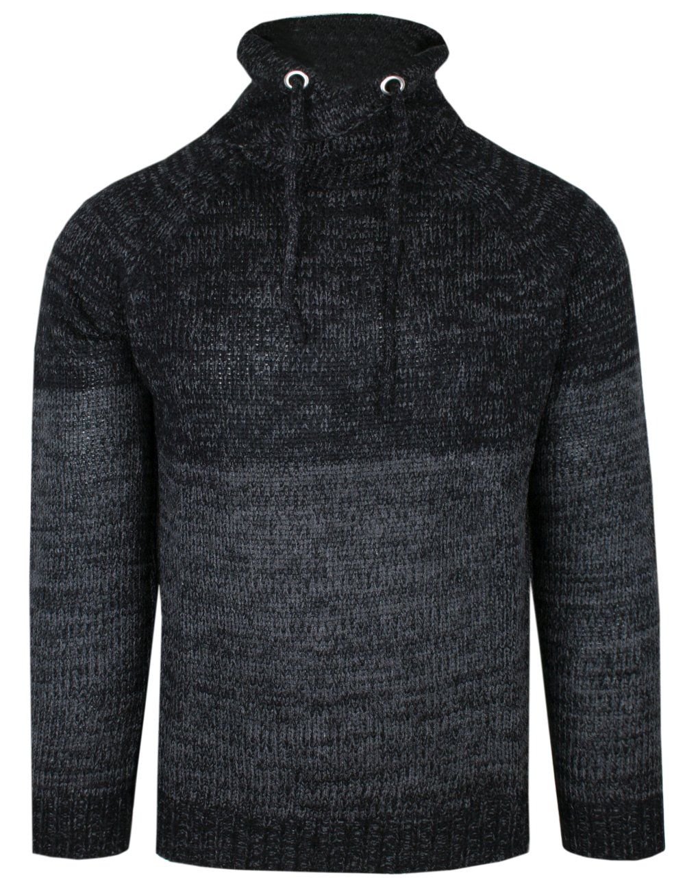 Męski Sweter z Wysokim Kołnierzem na Ściągacz – Brave Soul - Grafitowy Melanż