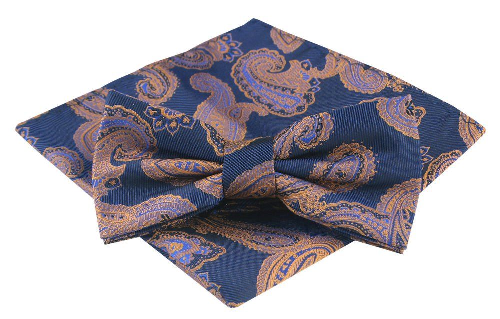 Mucha Męska z Poszetką - Alties - Duży, Pomarańczowy Wzór Paisley