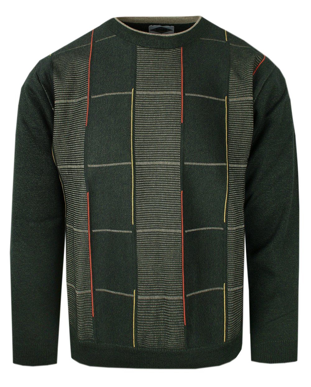 Zielony Sweter Męski - U-neck (Okrągły Dekolt) - Kings - Zielony