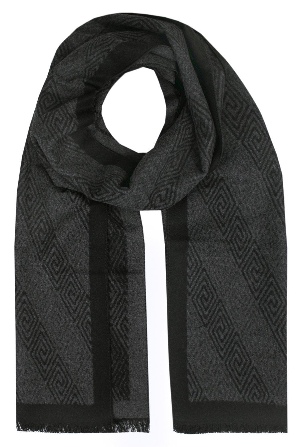 Męski Szalik z Wiskozy - Alties - Grafit, Wzór Geometryczny