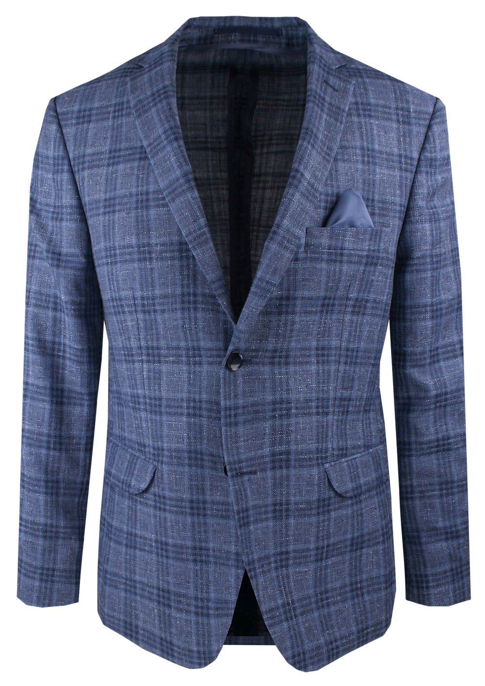 Lekka, Lniana Marynarka - MEN'SFIELD - Granatowa w Kratę