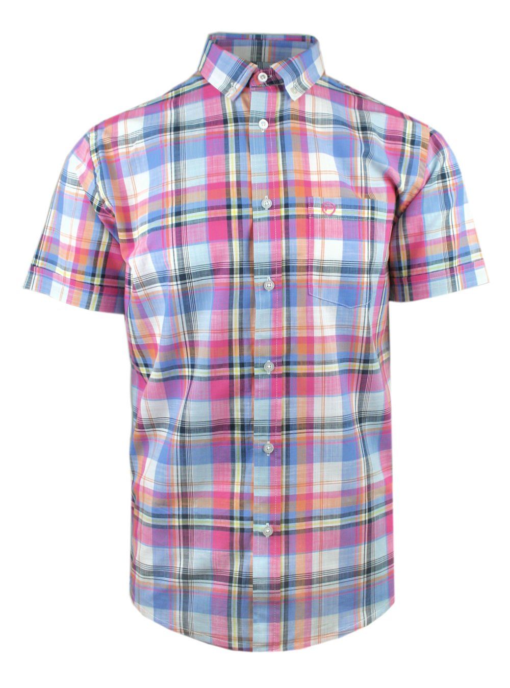Weekendowa Koszula Męska, Krótki Rękaw - Pako Jeans - Kolorowa Kratka