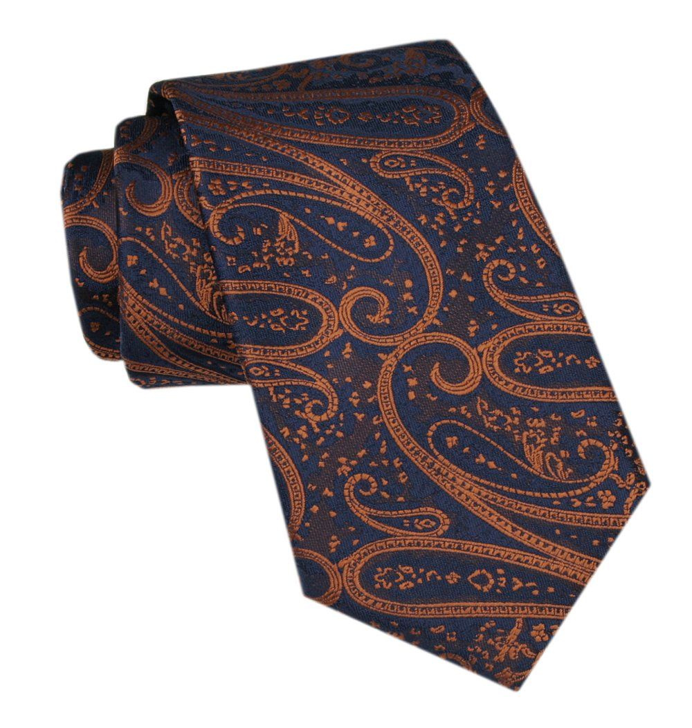 Modny Męski Krawat - Alties - Duży, Orientalny, Miedziany Wzór