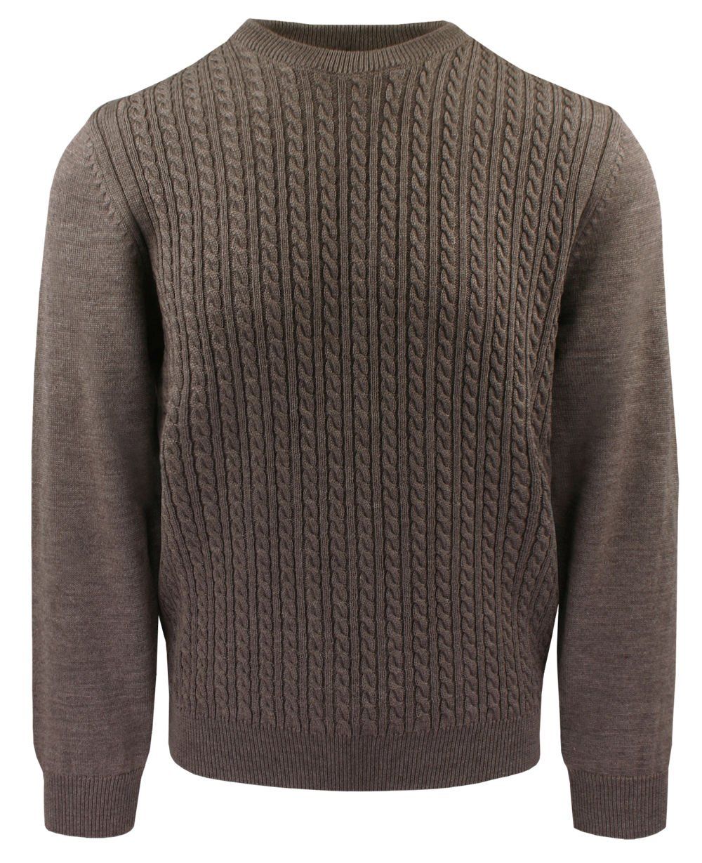 Sweter dla Mężczyzny - Lasota - Brązowy z Okrągłym Dekoltem
