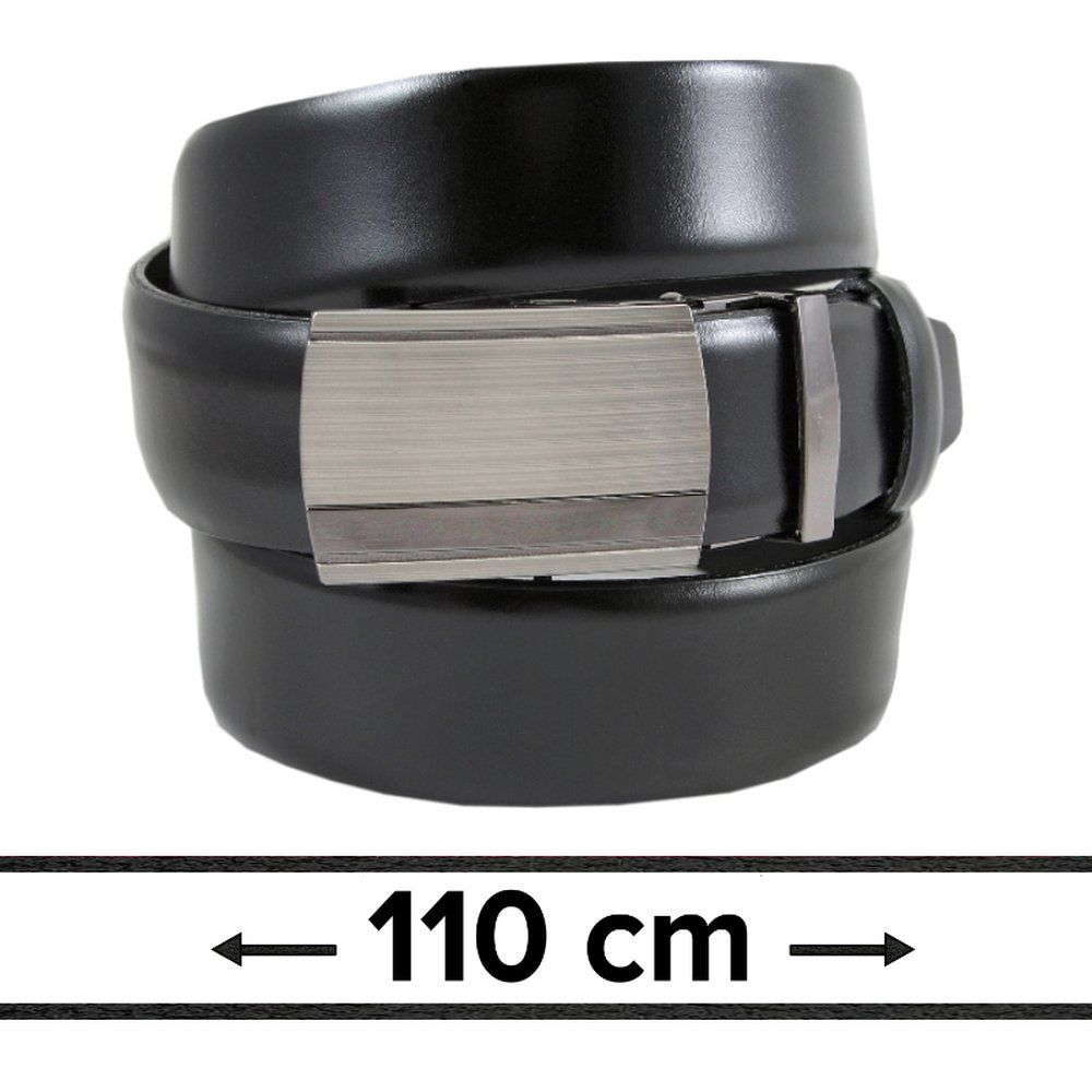 Pasek Czarny do Spodni 110 cm, Automatyczna Klamra, Skórzany, Elegancki -VICTORIO