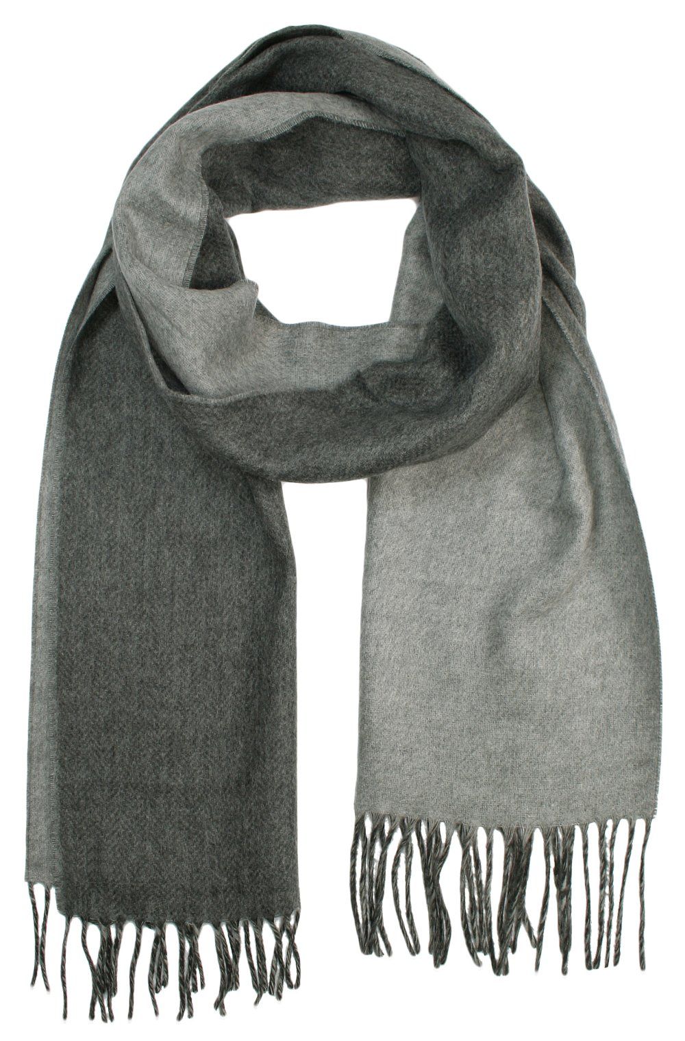 Szalik Szary w Jodełkę Frędzlami, Dwustronny, Cashmink Miękki, Męski -V.Fraas