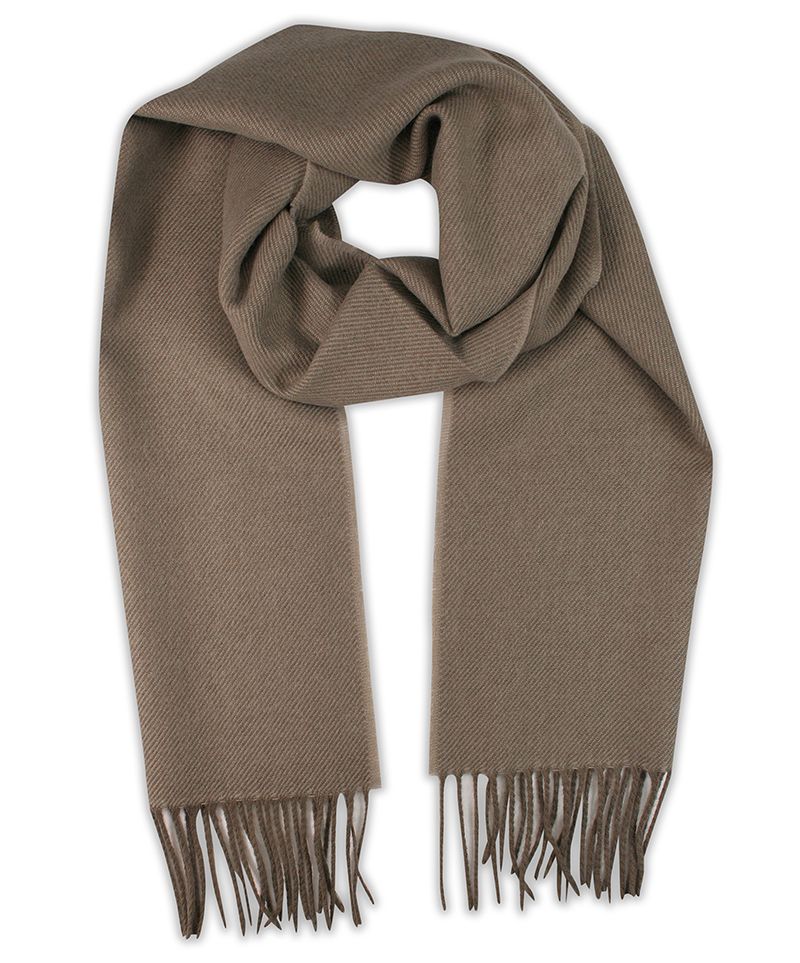 Szalik Beżowy Gładki, Kawa z Mlekiem Ciepły, z Frędzlami -V.FRAAS- Jesienno-Zimowy, Męski