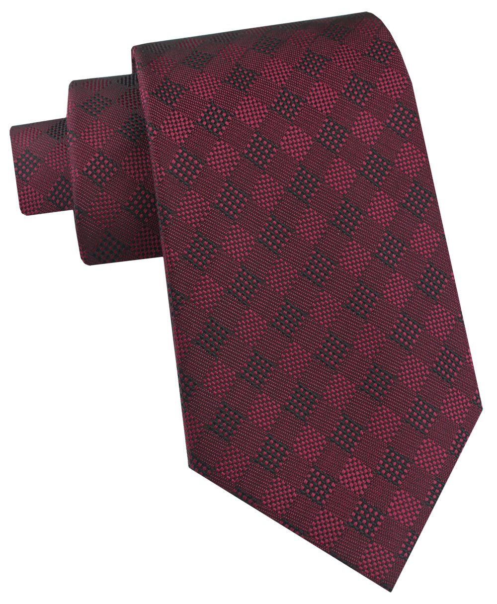 Krawat Męski - Angelo di Monti - Głęboka Czerwień, Wzór Geometryczny