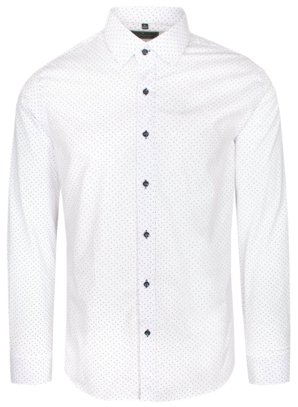 Koszula Wizytowa, Długi Rękaw, Drobny Wzór Geometryczny, Taliowana, SLIM -Victorio