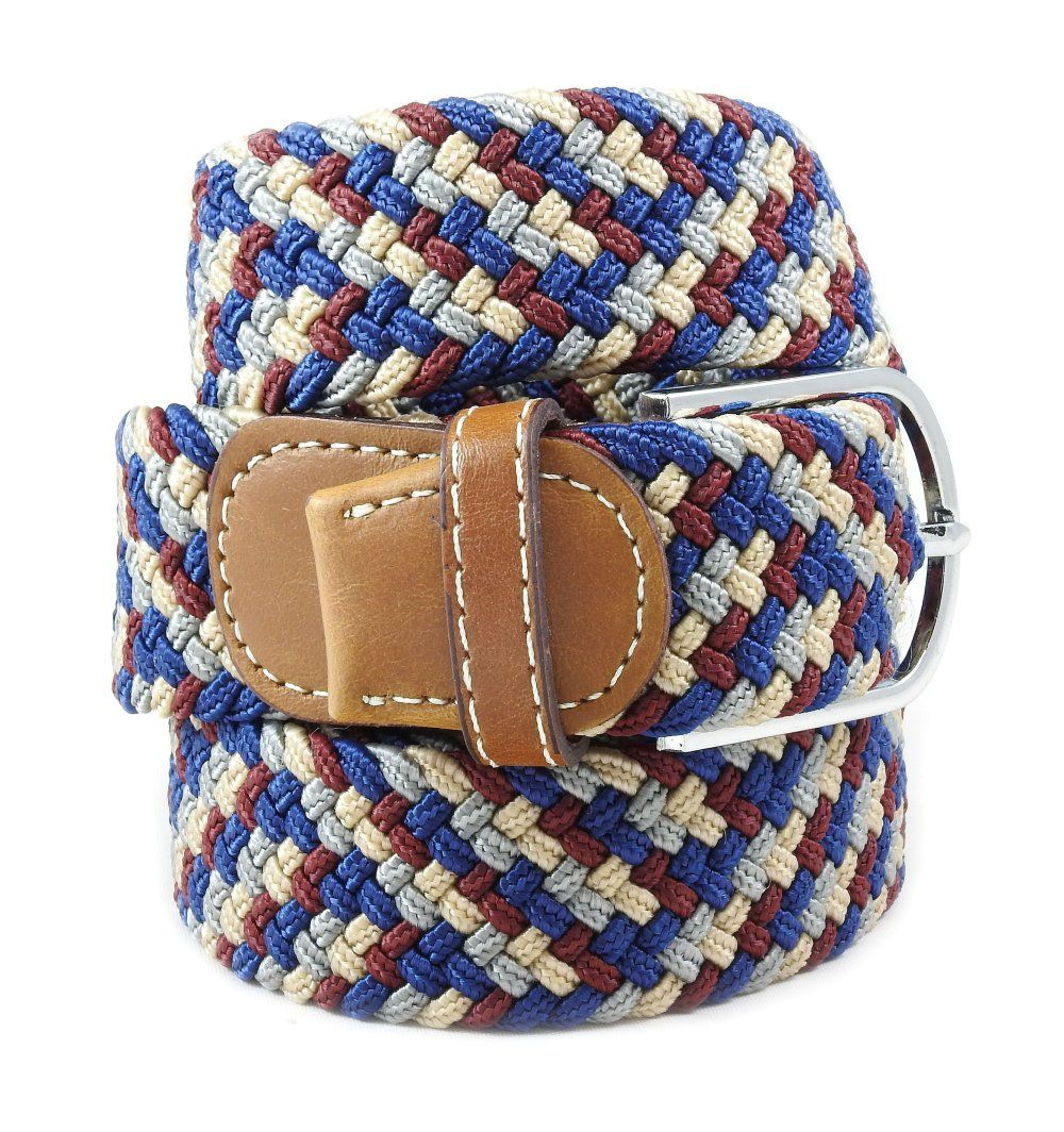 Pasek Elastyczny, Niebiesko-Szary Pleciony, do Spodni, Casualowy, Parciany -ALTIES