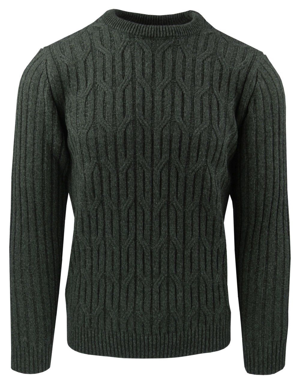 Męski Sweter, Okrągły Dekolt - M. Lasota - Oliwkowy