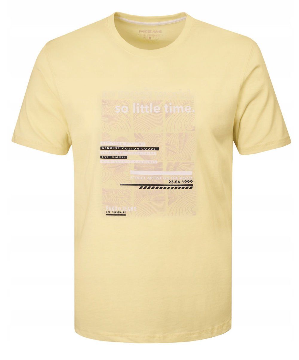 T-Shirt (Koszulka) Męska - Pako Jeans - Żółta, Duży Nadruk