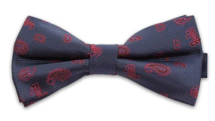 Granatowa Mucha, Wzór Paisley, Męska