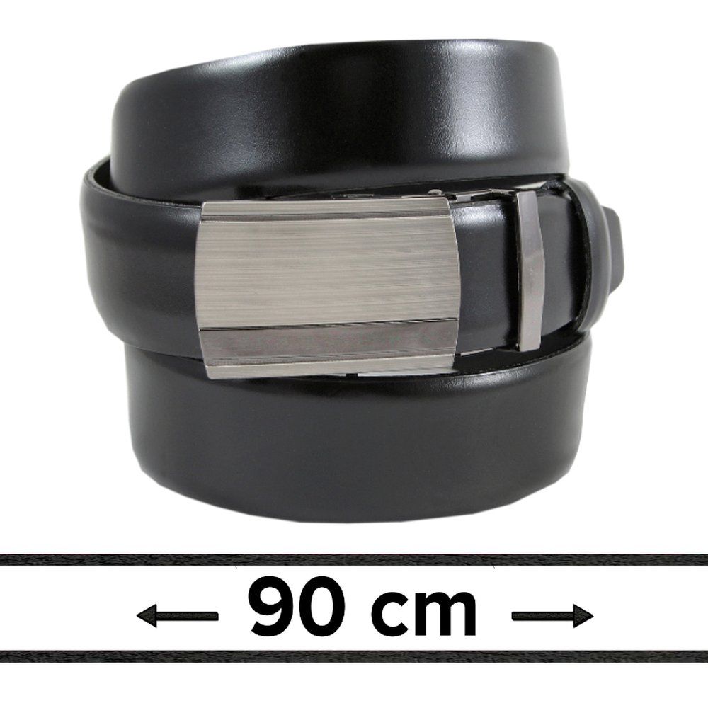 Pasek Czarny do Spodni 90 cm, Automatyczna Klamra, Skórzany, Elegancki -VICTORIO