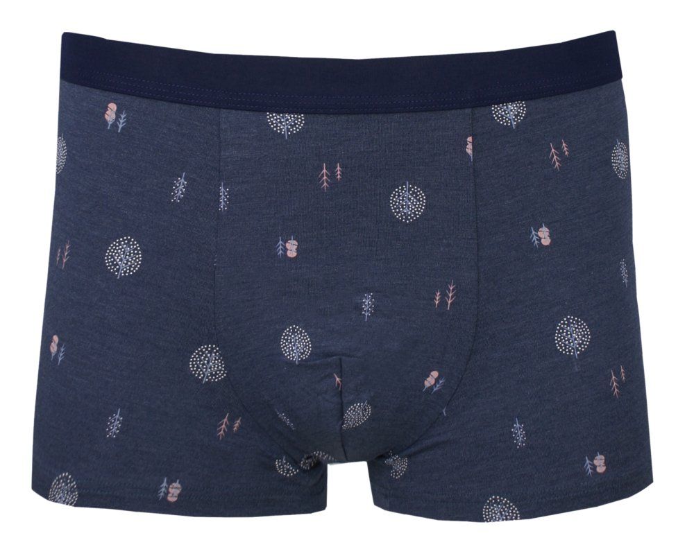 Obcisłe Bokserki, Majtki z Elastanem - Alties - Granatowe w Drzewka
