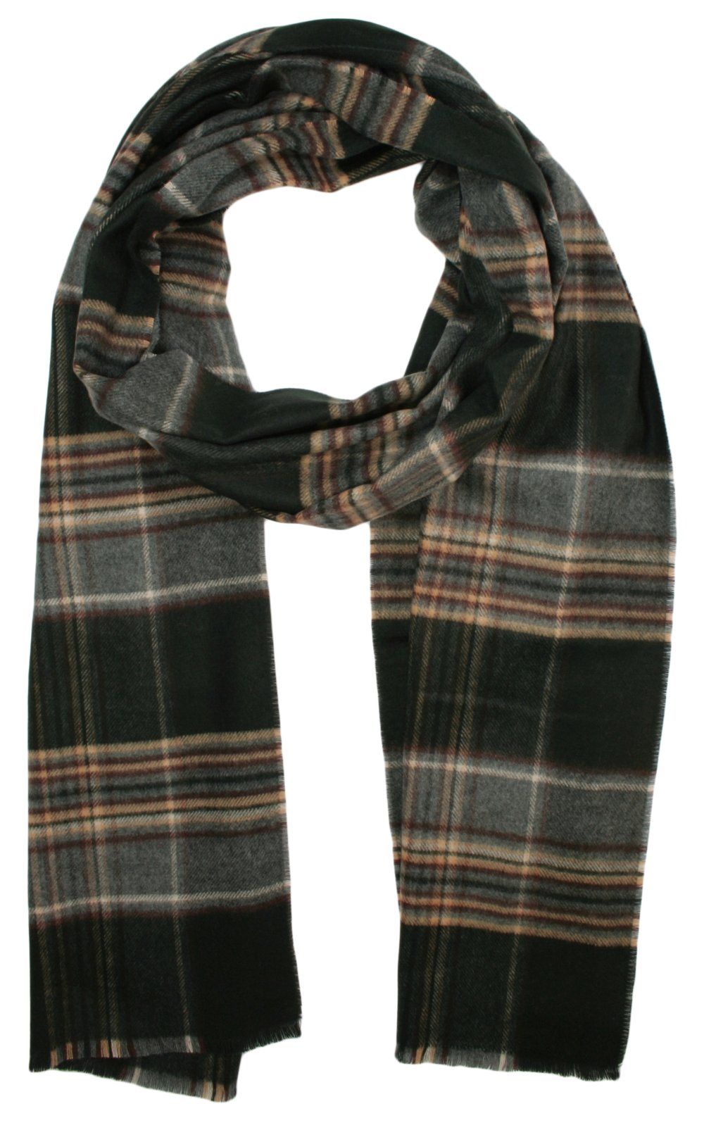 Szalik Miękki Czarno-Beżowy w Kratkę, Męski V.Fraas -Cashmink