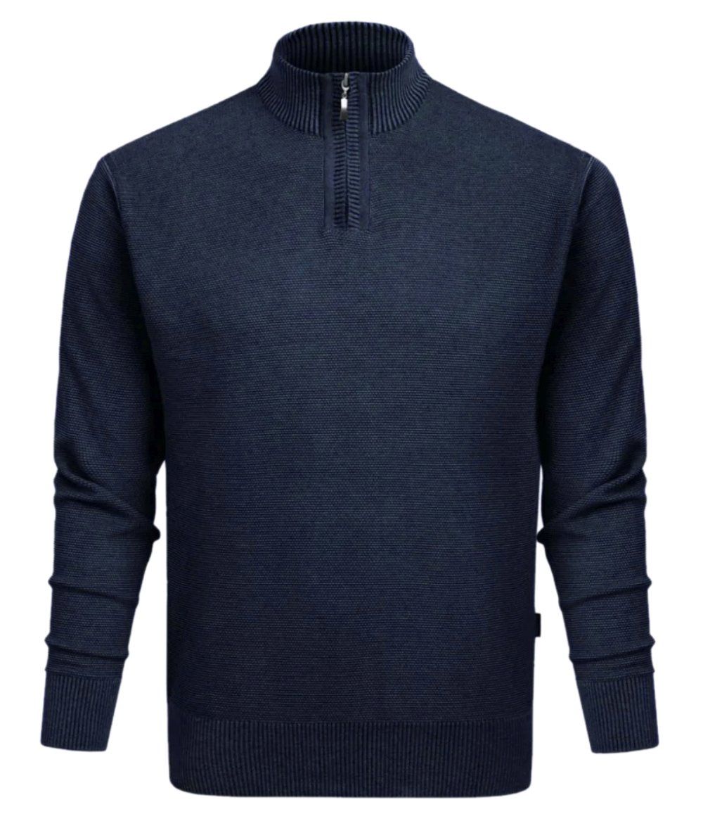 Wełniany Sweter z Wysokim Dekoltem na Zamek - Pako Jeans - Granatowy