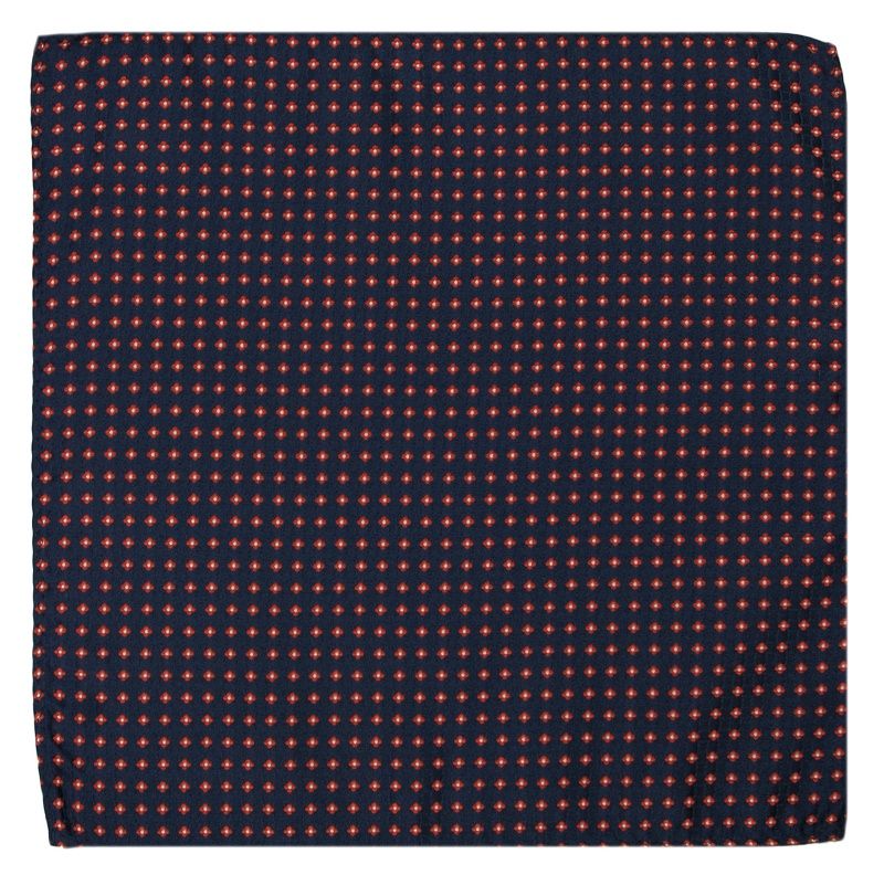 Elegancka, Męska Poszetka - ALTIES - Granat, Pomarańczowy Motyw