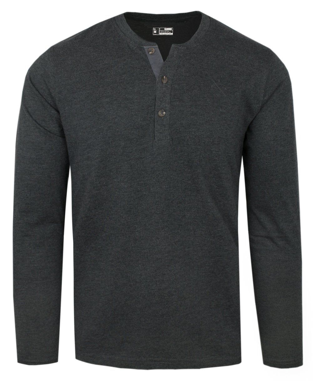 Koszulka z Długim Rękawem (Longsleeve) - Pako Jeans - Dekolt na Guziki - Grafitowa