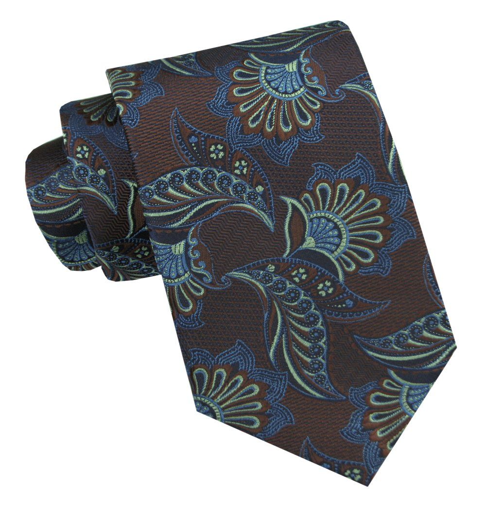 Klasyczny, Męski Krawat - Szeroki - Chattier - Duży Wzór Kwiatowy, Ciemne Bordo