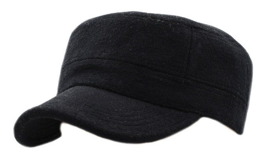 Czapka z Daszkiem, Czarna Jesienno-Zimowa, Patrolówka, z Gumką, z Dodatkiem Wełny -Pako Jeans