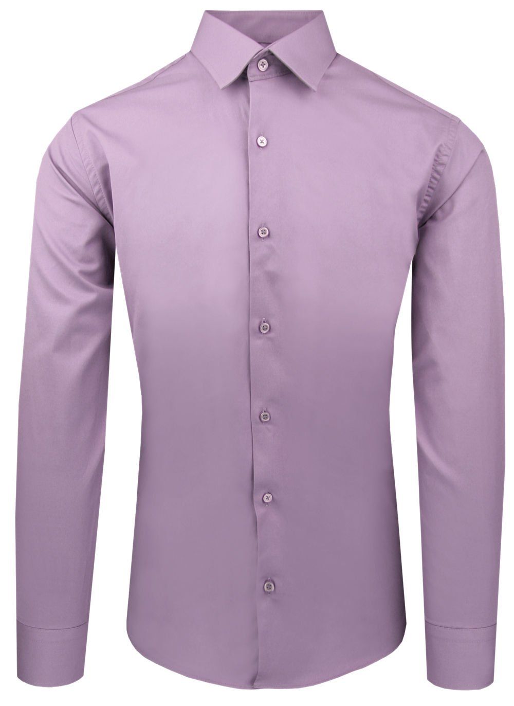 Wrzosowa Koszula Bawełniana o Taliowanym Kroju, Jednokolorowa