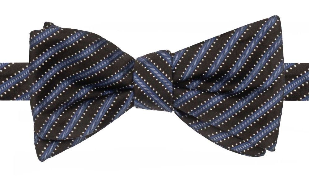 Jedwabna Mucha Wiązana - His Story - Brąz i Niebieski, Paski