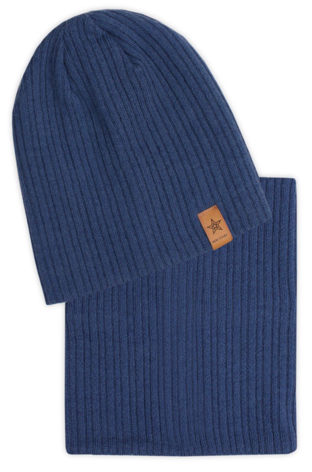 Zestaw na Prezent - Czapka z Kominem - Kolor Niebieski